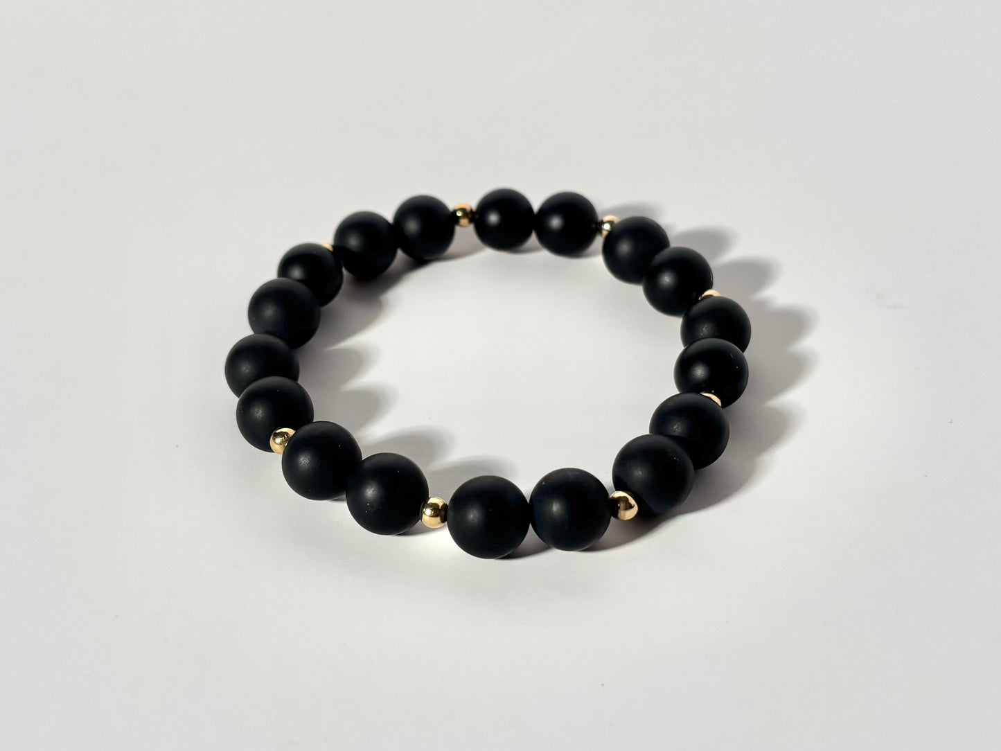 Matte Onyx Bracelet with Gold-Filled Beads