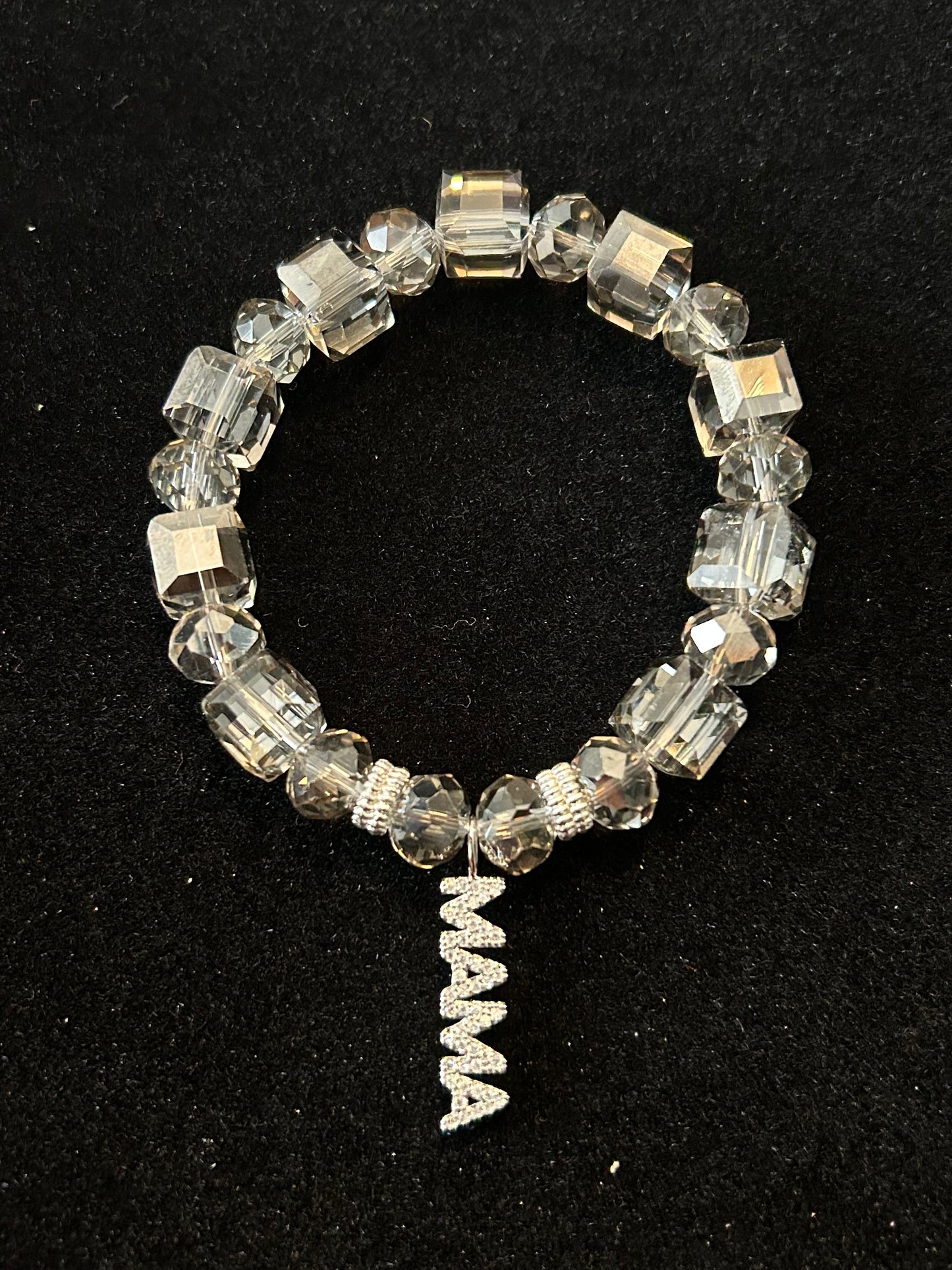 Crystal Bracelet with silver plated “Mama” charm