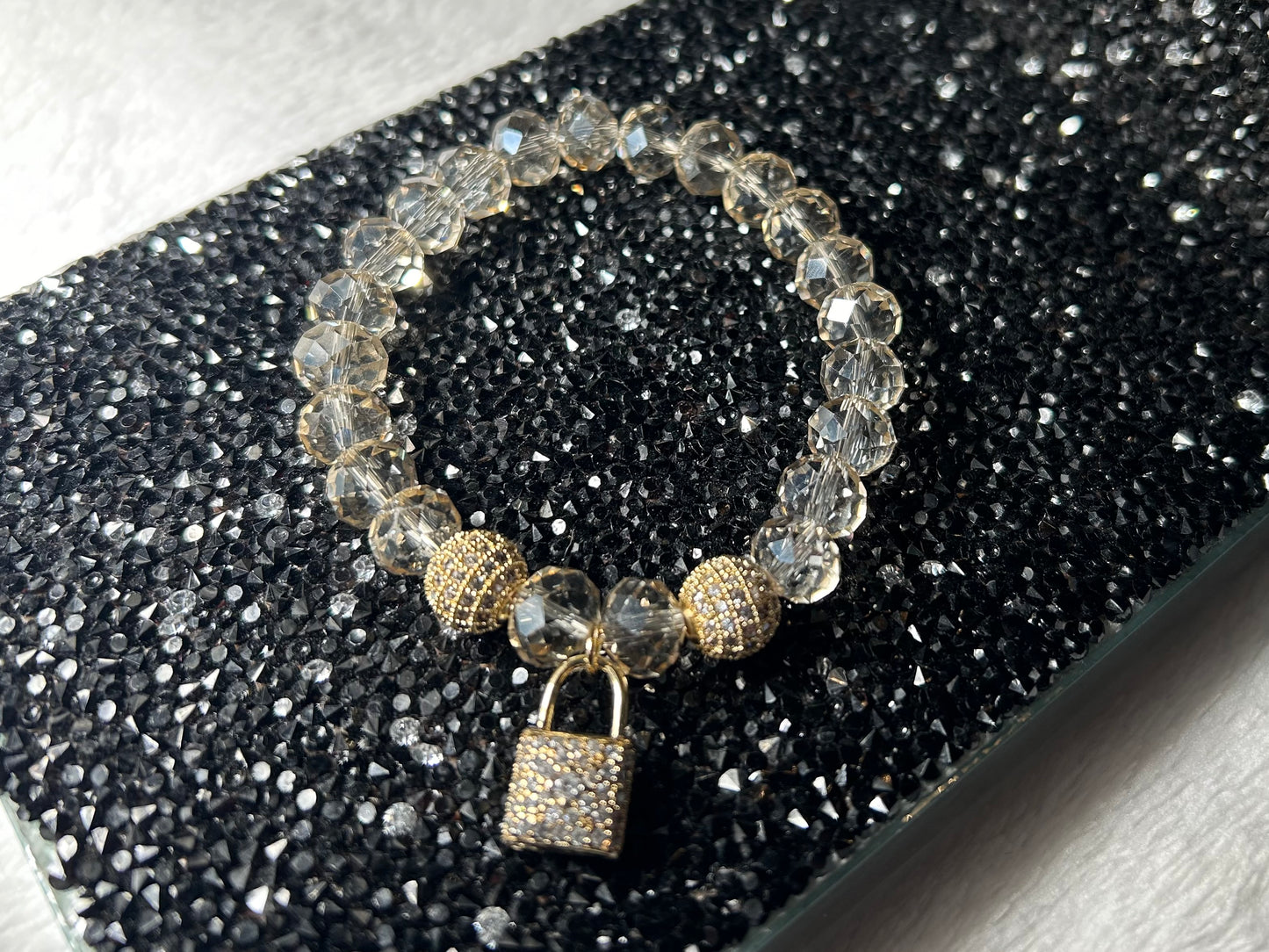 Crystal bracelet with a Key Lock Charm