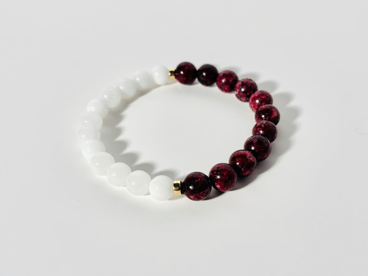 White Jade & Jasper Bracelet with Gold-Filled Separators