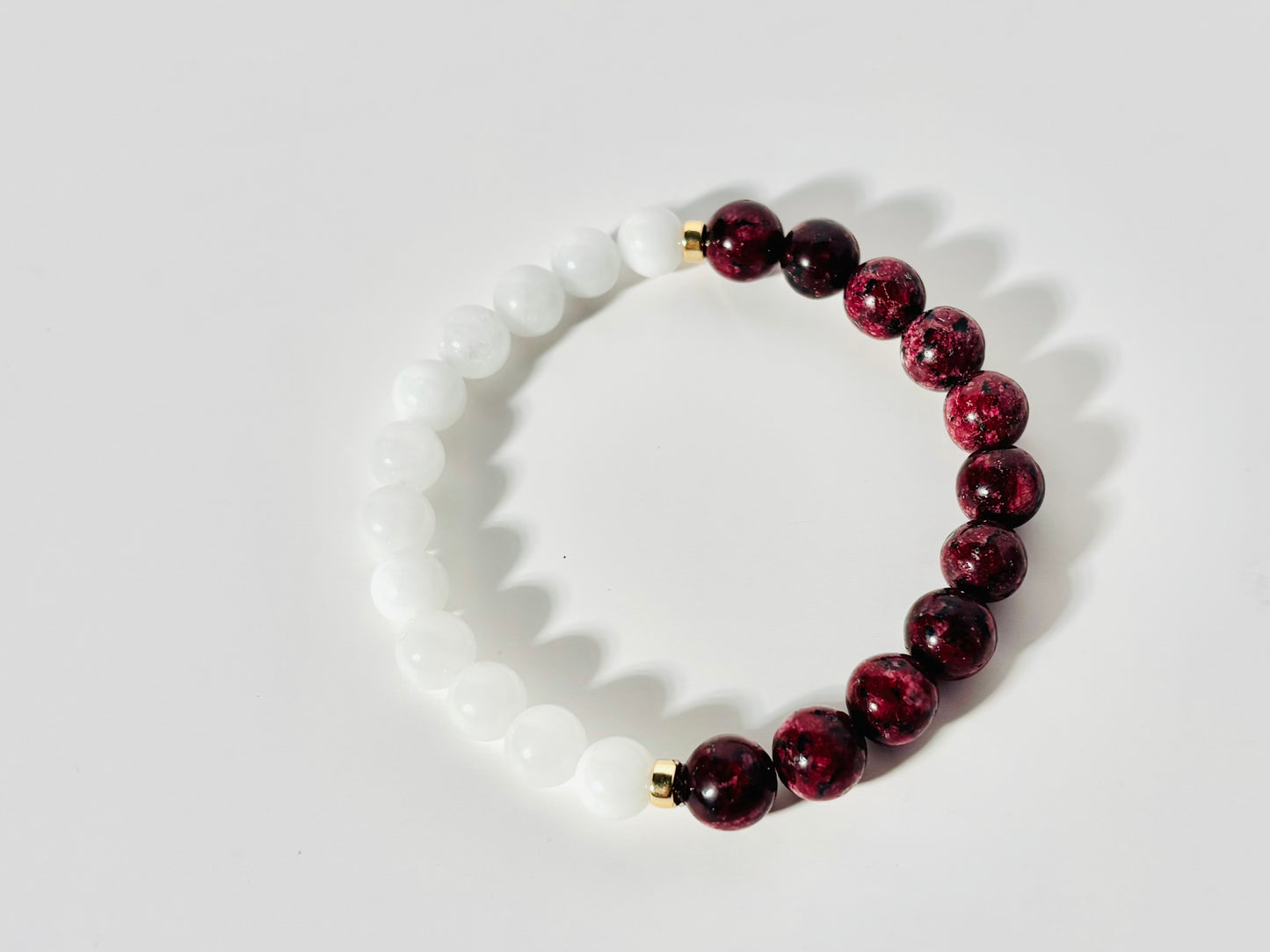 White Jade & Jasper Bracelet with Gold-Filled Separators