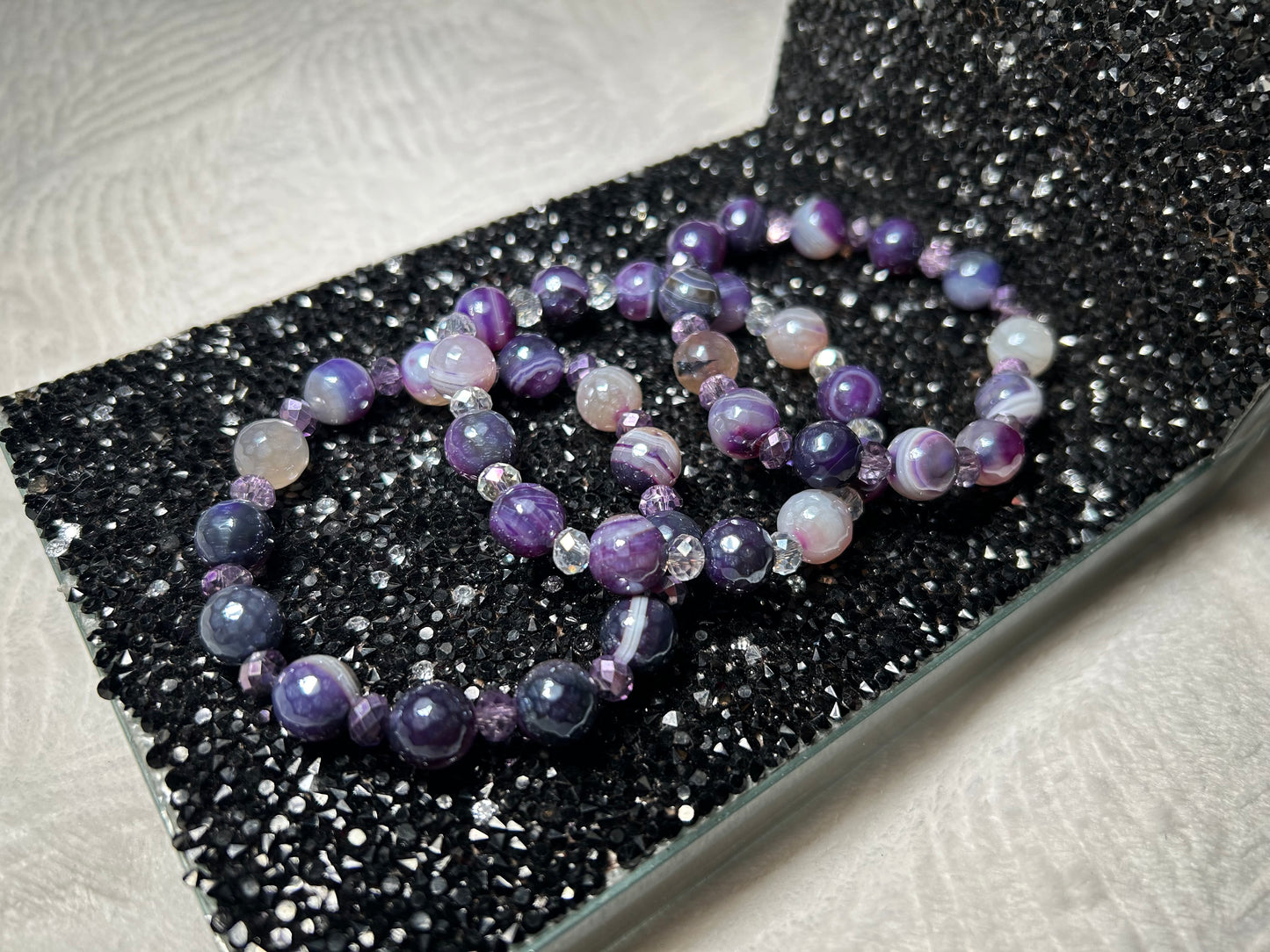 Faceted Purple Agate stacker Bracelet Set