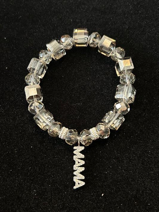 Crystal Bracelet with silver plated “Mama” charm