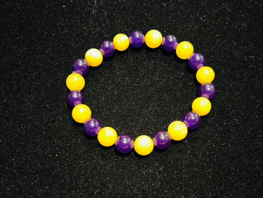 Lakers inspired Purple and Yellow Jade bracelet