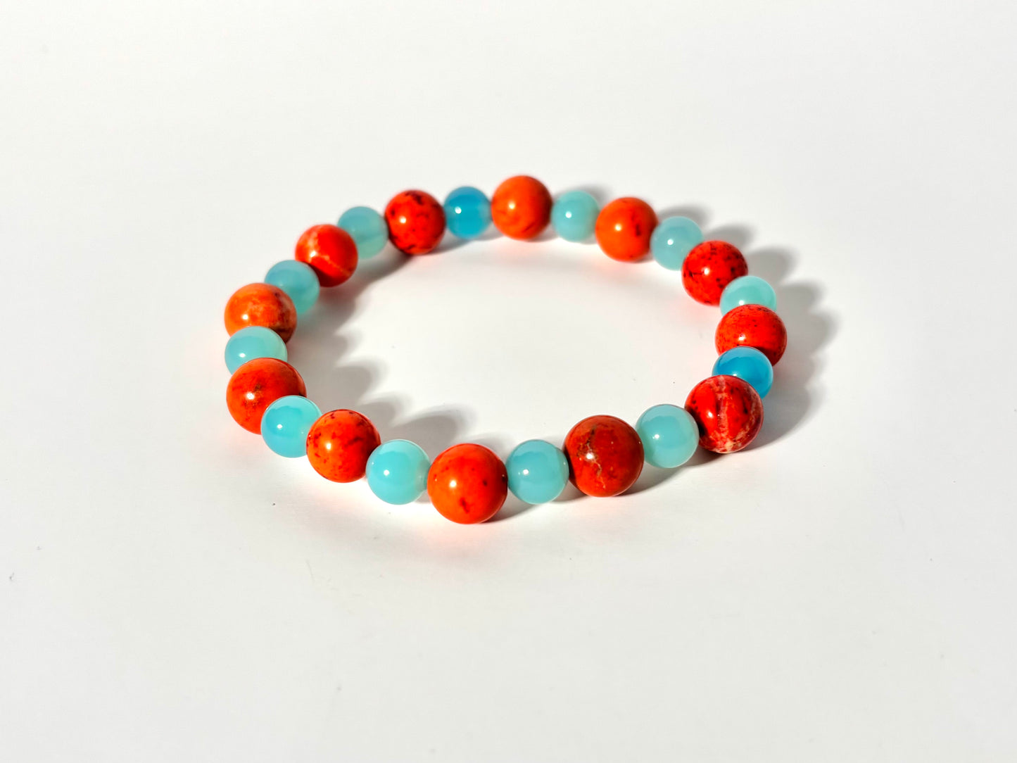 Miami Dolphins inspired Blue jade and Orange turquoise bracelet